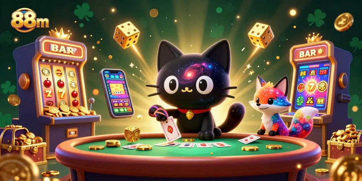 Engage and win at the thrilling 88 m casino with a cosmic scene of luck and excitement.