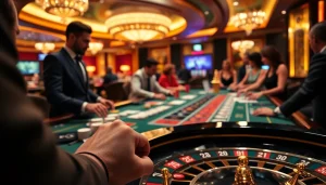 Players enjoy high-stakes poker at 789f's luxurious casino table filled with action.