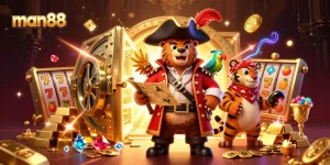 Engage with man88's thrilling slot games featuring a pirate bear, a tiger, and treasure galore.