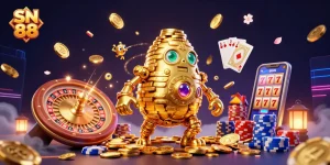 Engage in thrilling gameplay at SN 88 with a dazzling golem of coins, roulette, and vibrant casino action.